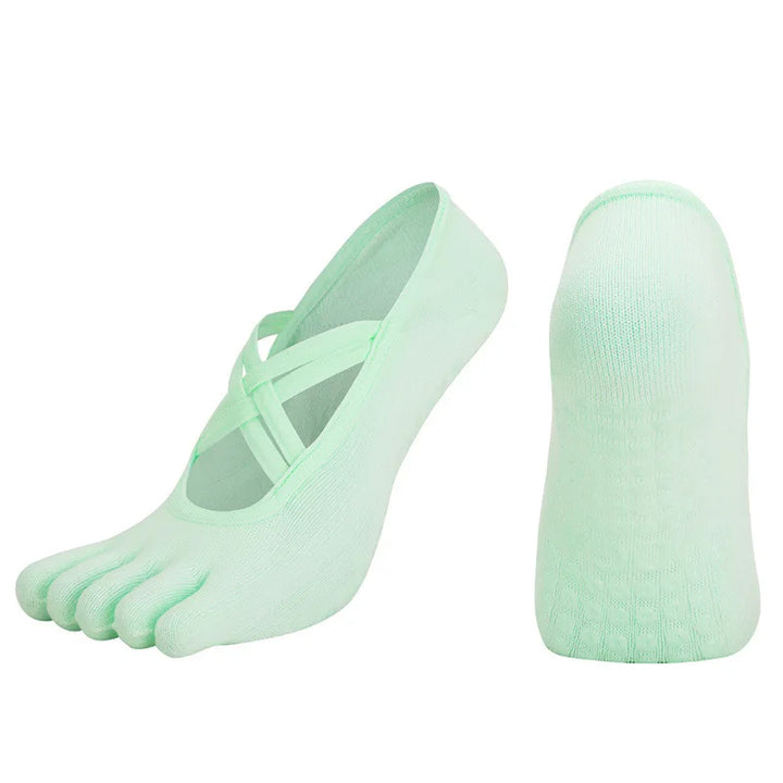 Premium Anti Slip Pilates Socks for Women – Five Toe Silicone Grip Yoga and Fitness Cotton Socks