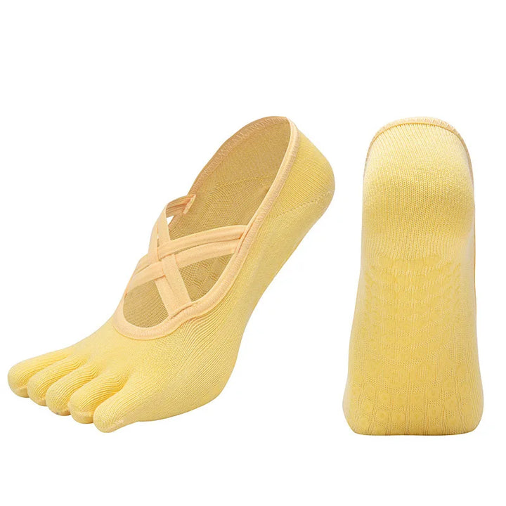 Premium Anti Slip Pilates Socks for Women – Five Toe Silicone Grip Yoga and Fitness Cotton Socks