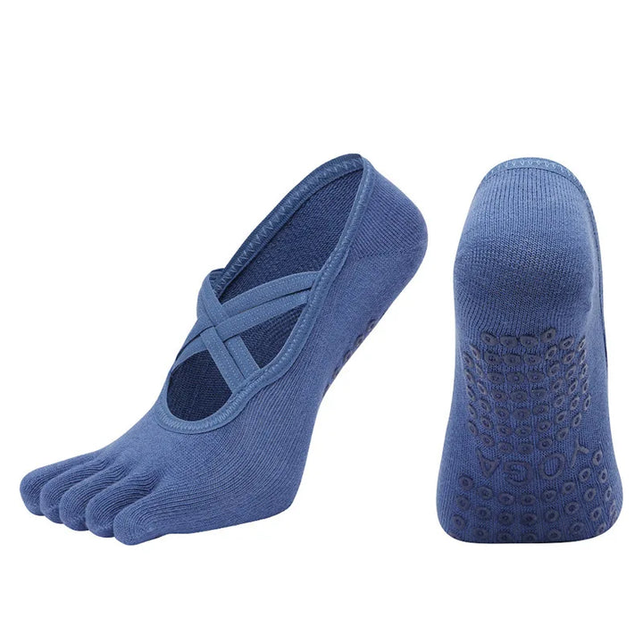 Premium Anti Slip Pilates Socks for Women – Five Toe Silicone Grip Yoga and Fitness Cotton Socks