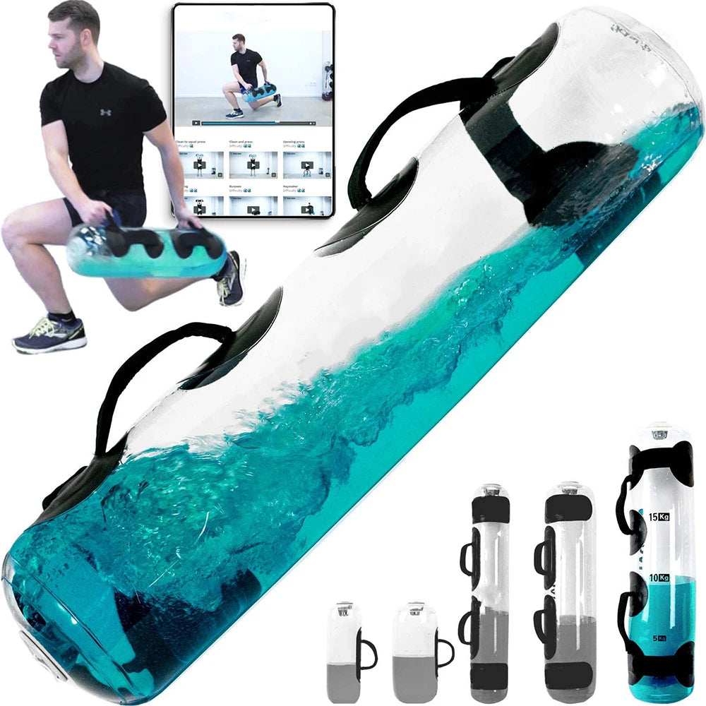Premium Aqua Bag – Portable Inflatable Water Weightlifting Bag for Home Gym, Fitness, & Bodybuilding – Adjustable Resistance (5/10/15/20/30kg), PVC Material, Includes Inflator