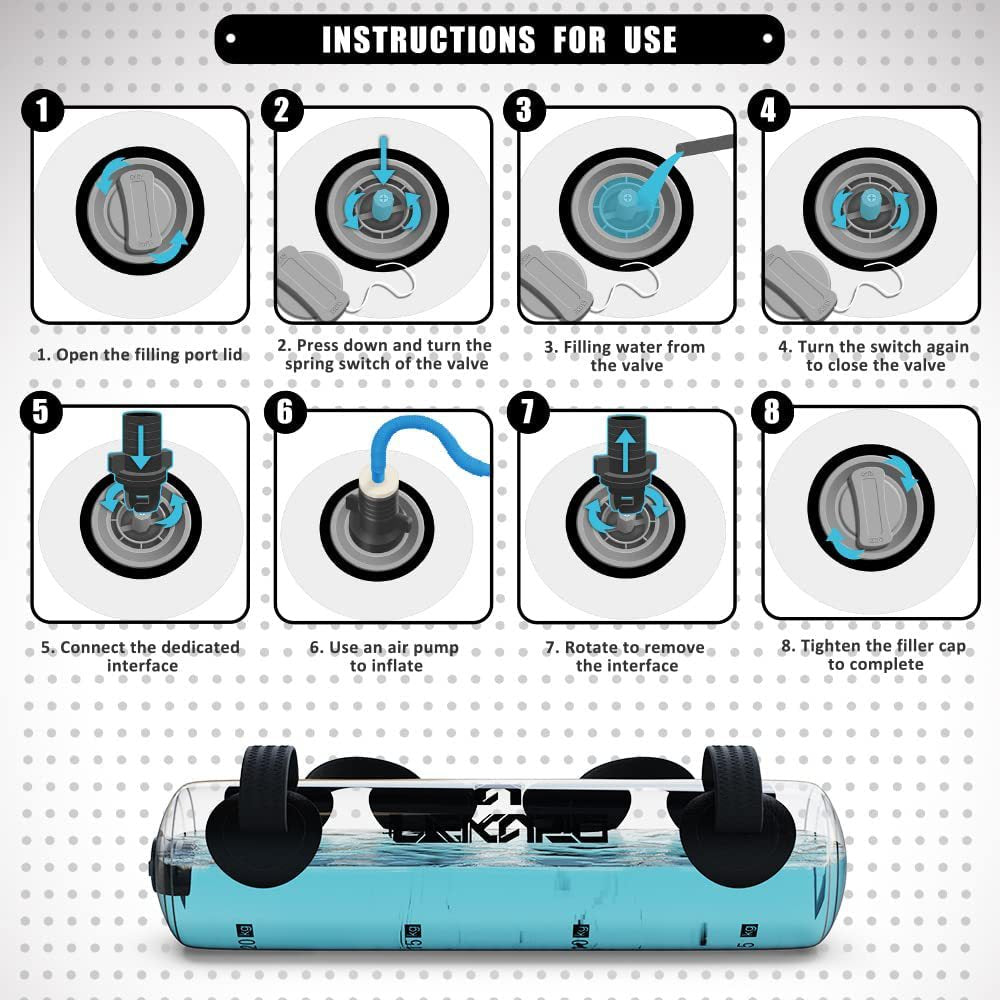Premium Aqua Bag – Portable Inflatable Water Weightlifting Bag for Home Gym, Fitness, & Bodybuilding – Adjustable Resistance (5/10/15/20/30kg), PVC Material, Includes Inflator