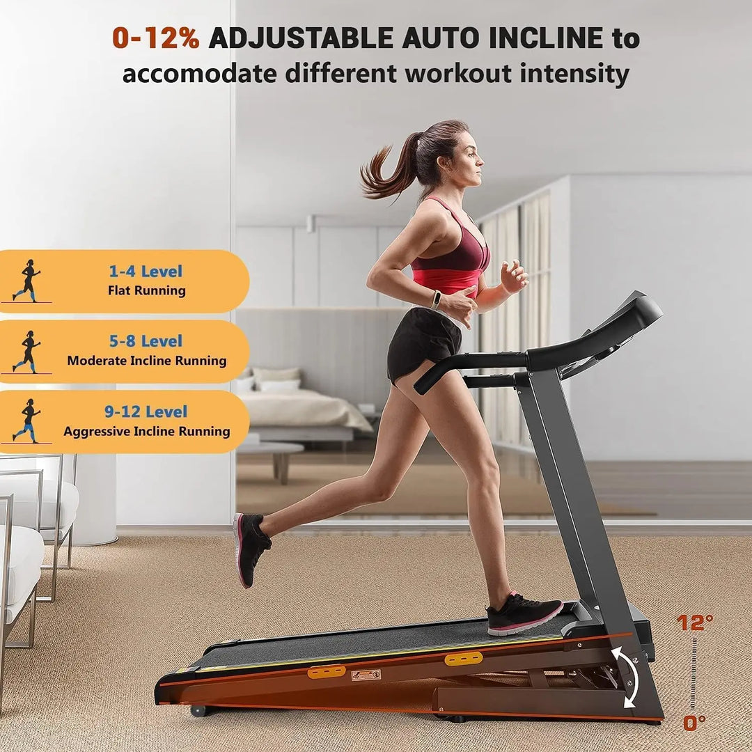 Premium Auto Incline Folding Treadmill – 2.5HP Electric Running Machine with 12% Incline and 15 Training Programs
