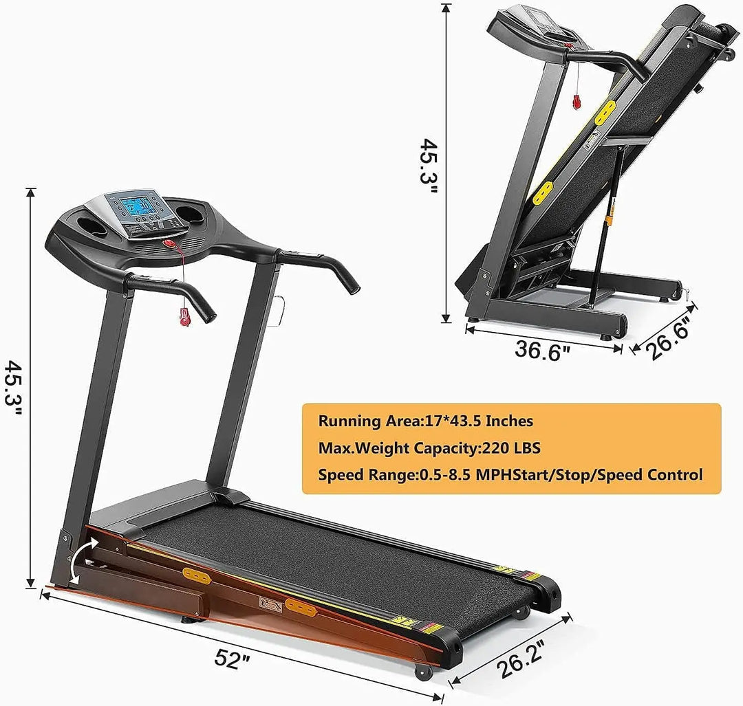 Premium Auto Incline Folding Treadmill – 2.5HP Electric Running Machine with 12% Incline and 15 Training Programs
