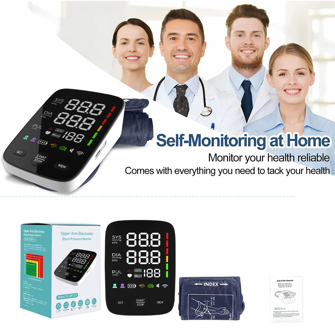 Premium Automatic Upper Arm Blood Pressure Monitor – LED Backlit Screen, 2X120 Memory Groups, Adjustable BP Cuff, Electronic Digital Blood Pressure Machine