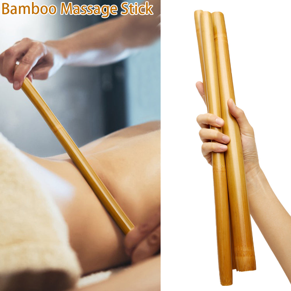 Premium Bamboo Massage Stick Set - Natural Anti-Cellulite Gua Sha Tool for Relaxing Fascia Muscle Massage, Tension Relief, and Body Sculpting – Lightweight & Eco-Friendly Design