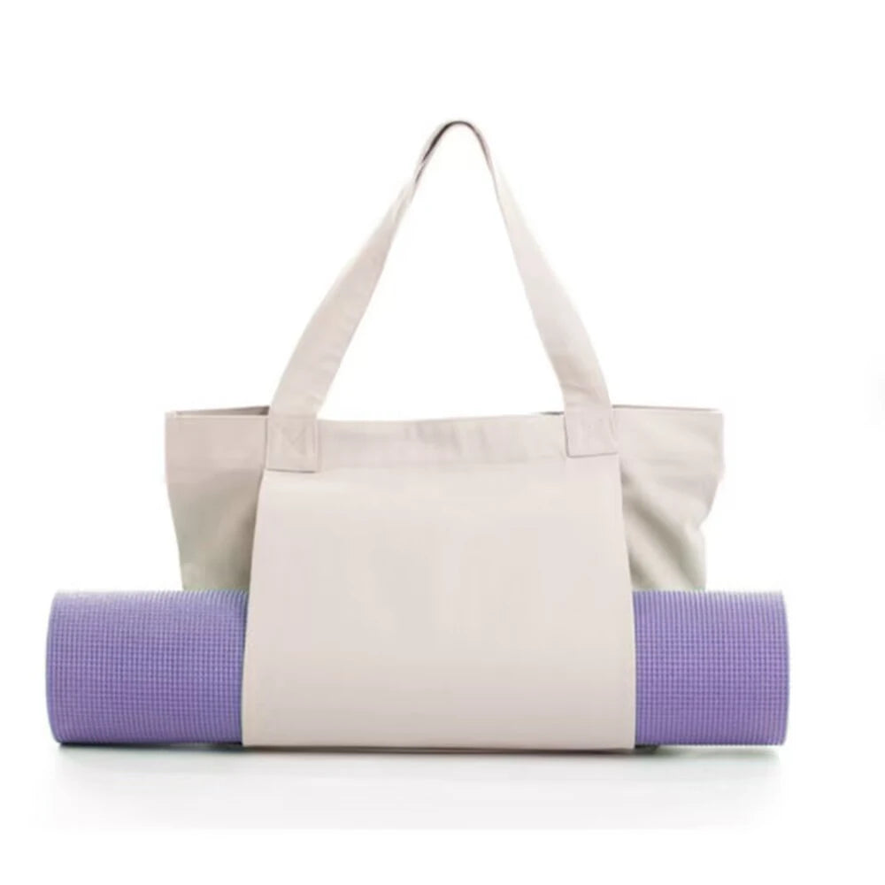 Premium Canvas Yoga Mat Bag for Women – Large Capacity Yoga Tote with Shoulder Strap, Fitness Sports Carry Bag for Pilates, Workout, Travel, Office and Beach