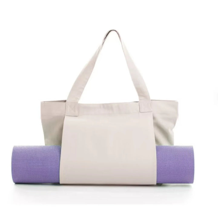 Premium Canvas Yoga Mat Bag for Women – Large Capacity Yoga Tote with Shoulder Strap, Fitness Sports Carry Bag for Pilates, Workout, Travel, Office and Beach