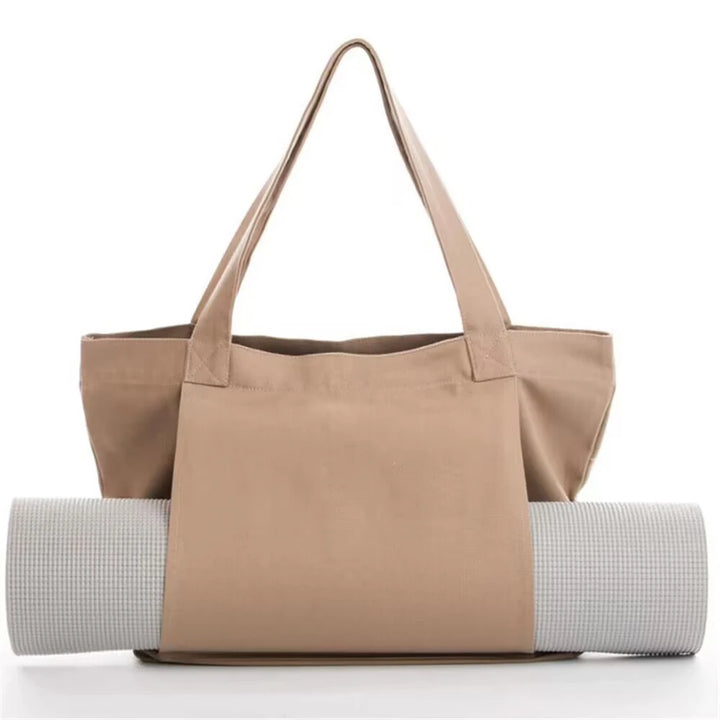 Premium Canvas Yoga Mat Bag for Women – Large Capacity Yoga Tote with Shoulder Strap, Fitness Sports Carry Bag for Pilates, Workout, Travel, Office and Beach