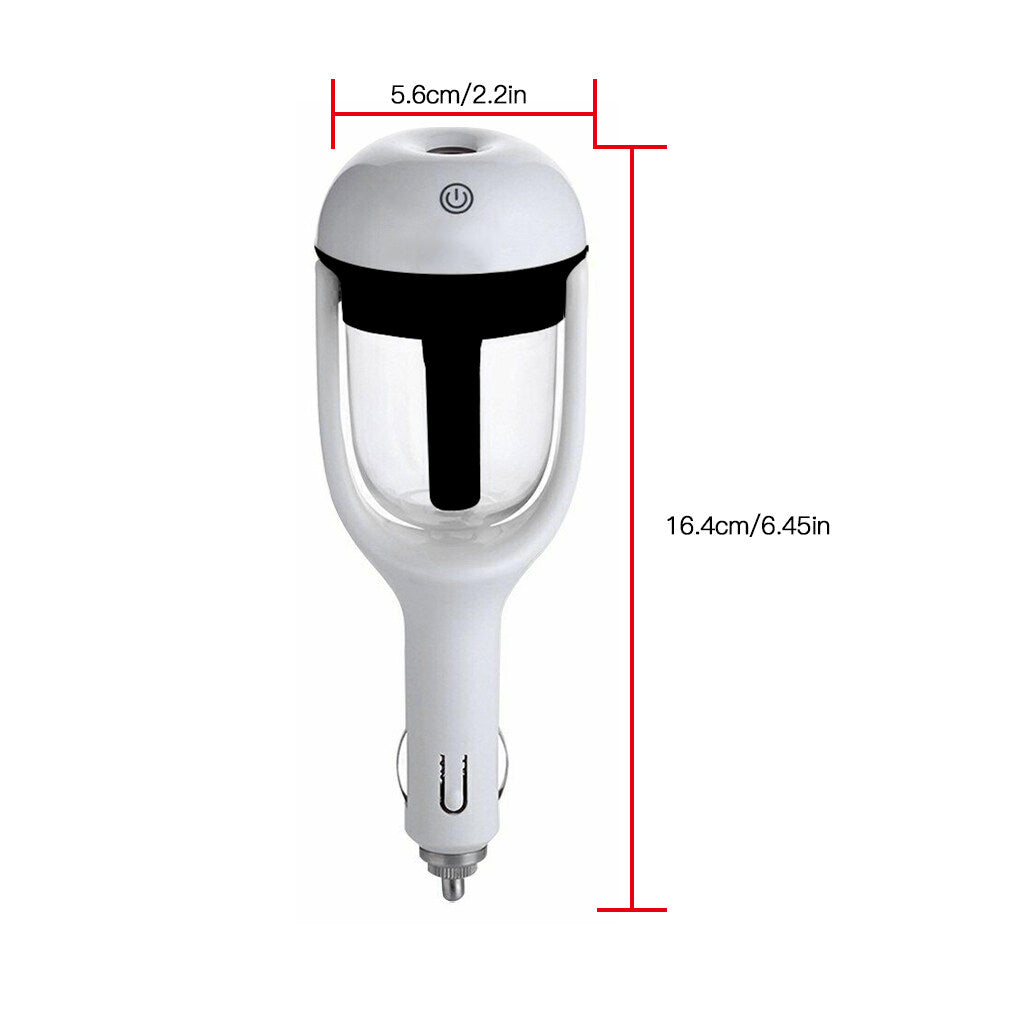 Premium Car Air Humidifier & Aroma Diffuser, 50ML Water Tank, 25ML/hour Mist, 12V DC, Essential Oil Aromatherapy, Compact Car Air Purifier, 5 Color Options