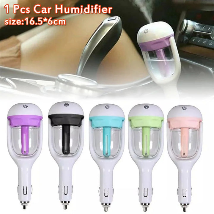 Premium Car Air Humidifier & Aroma Diffuser, 50ML Water Tank, 25ML/hour Mist, 12V DC, Essential Oil Aromatherapy, Compact Car Air Purifier, 5 Color Options