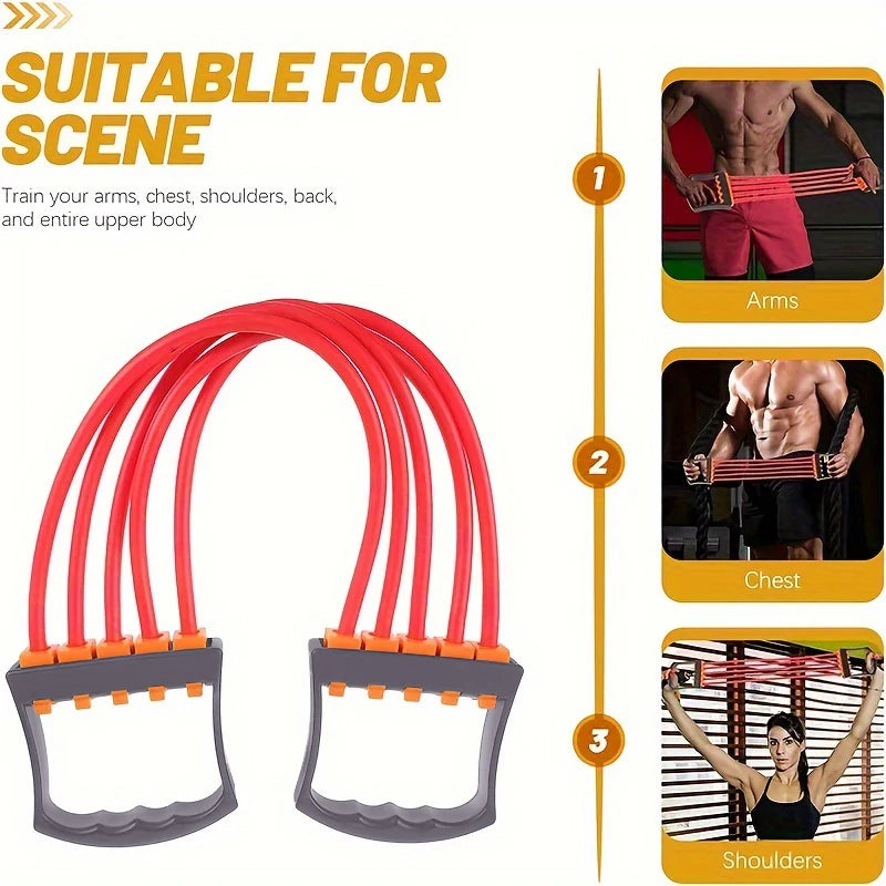 Premium Chest Expander with 5 Resistance Bands – Full Body Strength Training Set for Pilates Push Ups and Muscle Workouts