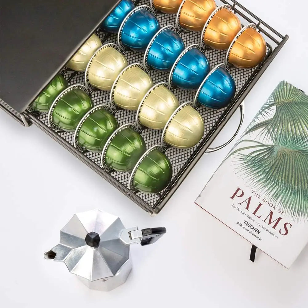 Premium Coffee Capsule Pod Holder – Metal Storage Rack Organizer for Capsule Pods and Coffee Systems