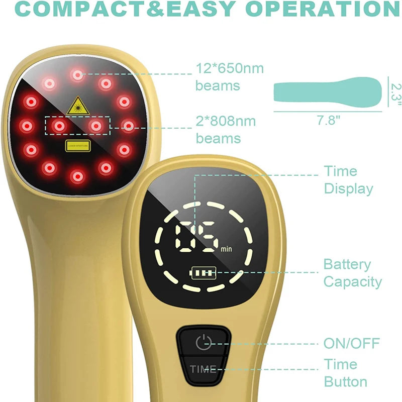 Premium Cold Laser Therapy Device for Pets – Dual 808nm and 650nm Red Light Handheld Vet Therapy Tool