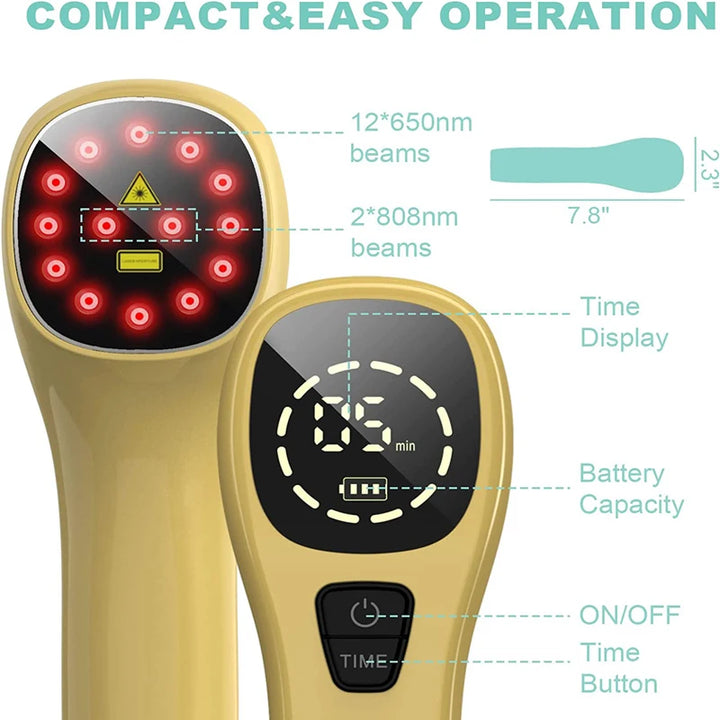 Premium Cold Laser Therapy Device for Pets – Dual 808nm and 650nm Red Light Handheld Vet Therapy Tool