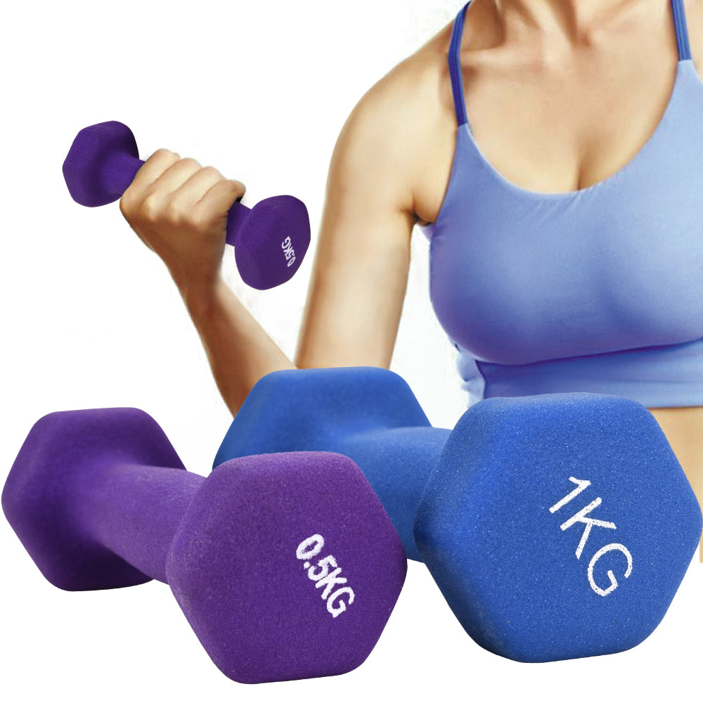 Premium Colored Neoprene Dumbbell Set – Non-Slip Grip for Weightlifting, Includes 2lb, 3lb, 5lb Weights, Compact Storage Case, Durable & Comfortable for Home Gym