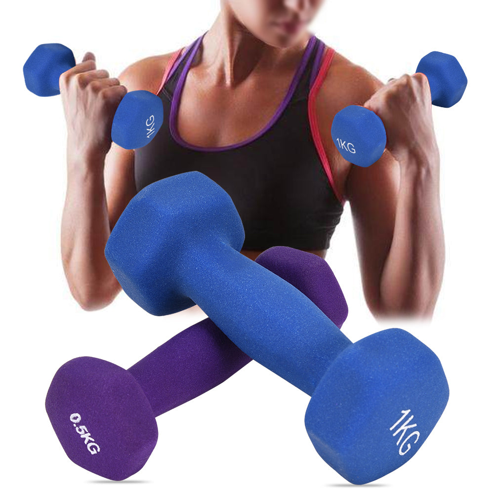 Premium Colored Neoprene Dumbbell Set – Non-Slip Grip for Weightlifting, Includes 2lb, 3lb, 5lb Weights, Compact Storage Case, Durable & Comfortable for Home Gym