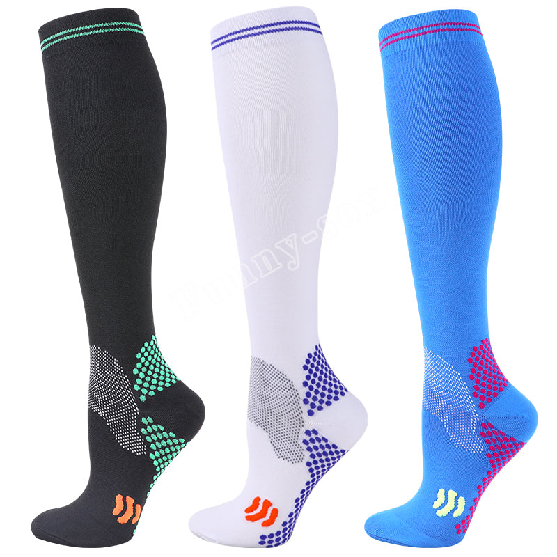 Premium Compression Socks for Men & Women – 20-30 mmHg Support for Varicose Veins, Running, Cycling, Football, Soccer – 1/3 Pairs, Breathable, Moisture-Wicking, Compression Stockings