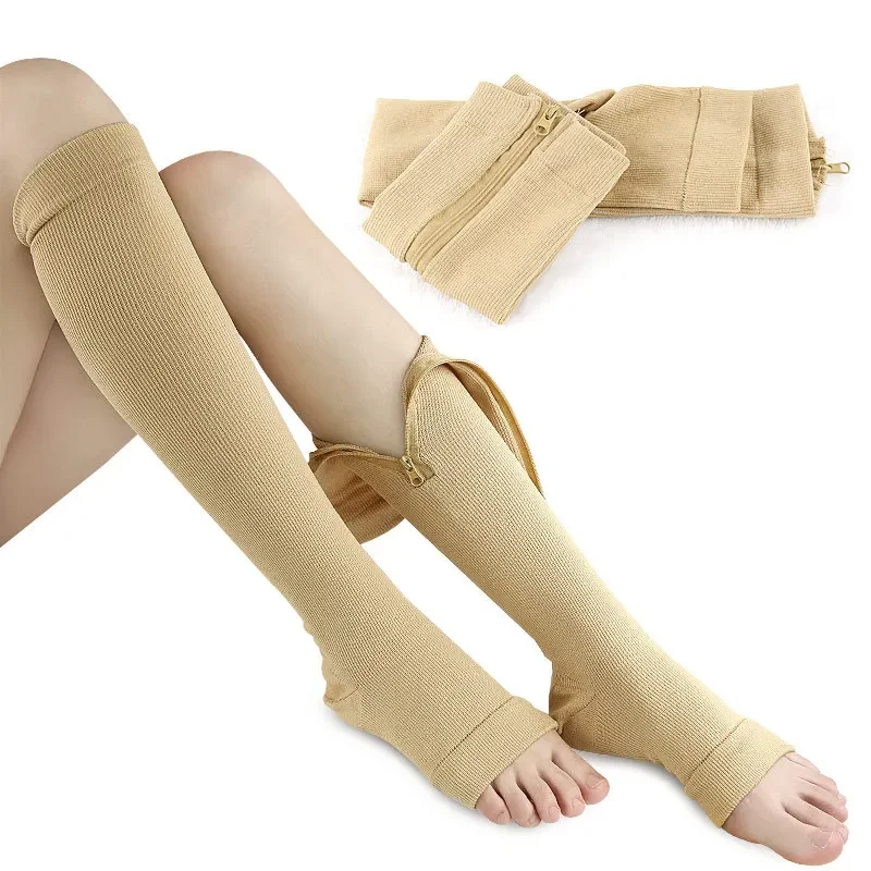 Premium Compression Socks with Zipper for Men & Women – Support for Improved Circulation, Pain & Swelling Relief – 1 Pair of Stable, Breathable Compression Stockings