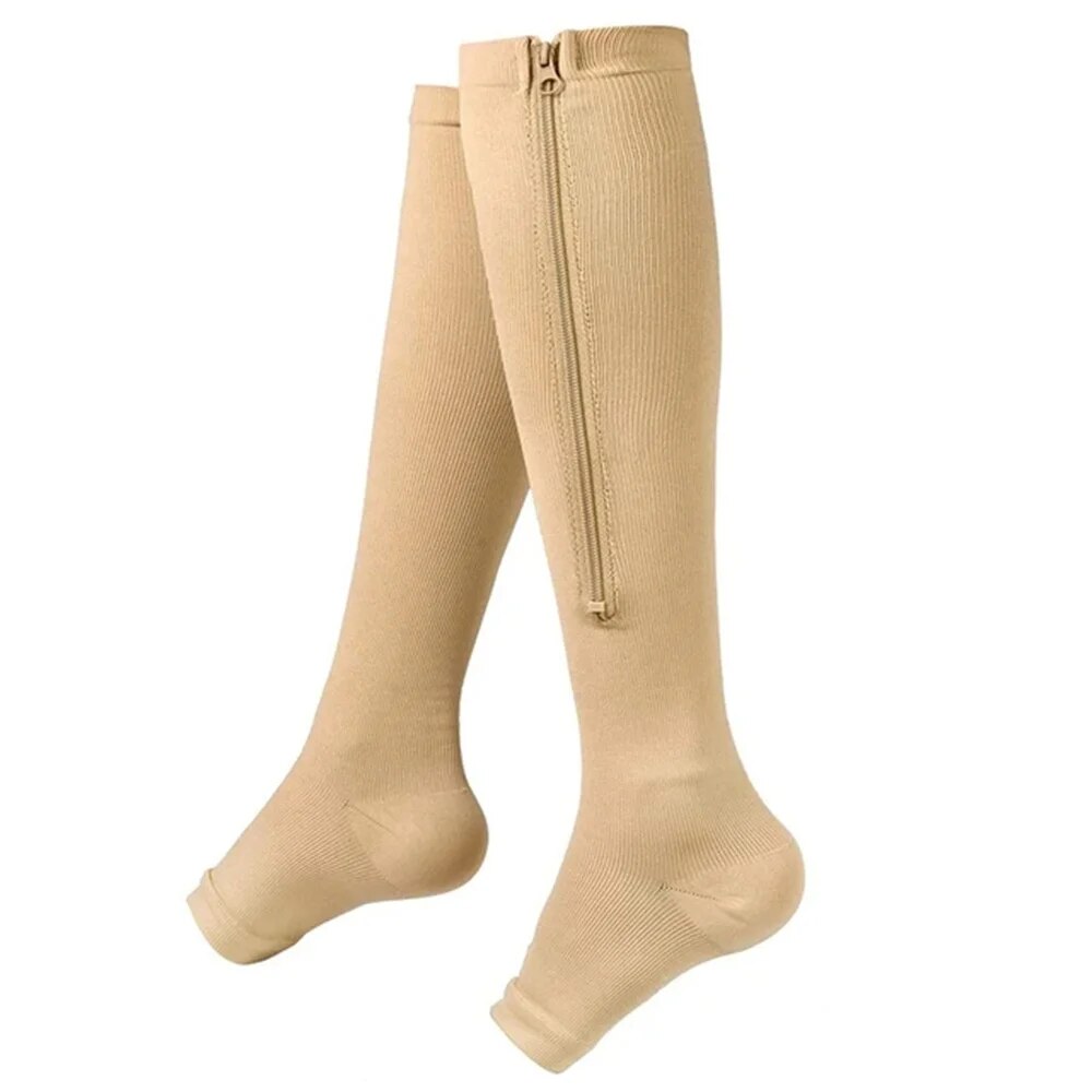 Premium Compression Socks with Zipper for Men & Women – Support for Improved Circulation, Pain & Swelling Relief – 1 Pair of Stable, Breathable Compression Stockings