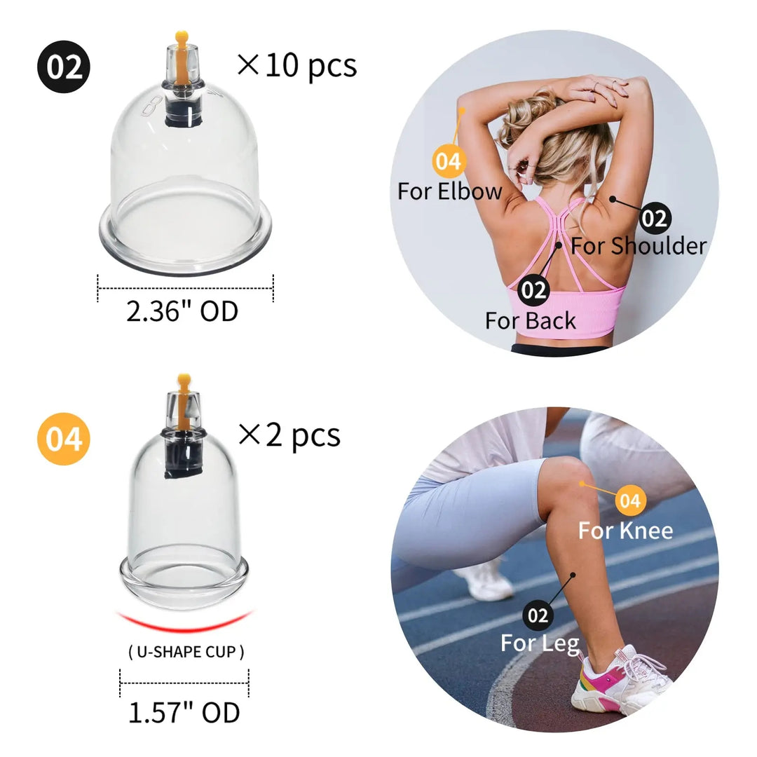Premium Cupping Therapy Set – Professional Vacuum Suction Cups for Chinese Medicine Physiotherapy, Massage, and Muscle Relaxation, Durable Plastic Jars for Home and Professional Use