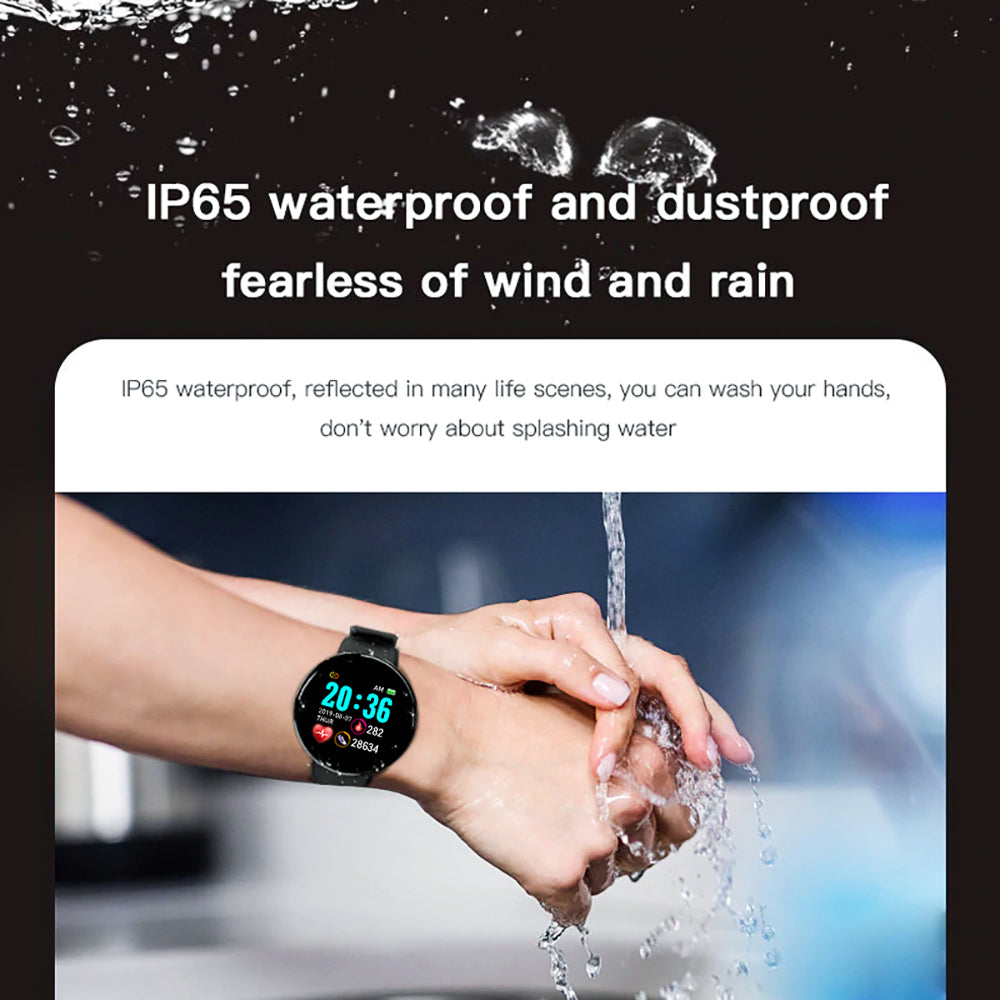Premium D18 Smart Watch - Waterproof Fitness Tracker with Heart Rate, Blood Pressure, Oxygen Monitor, Call & Message Notifications, Compatible with Android & iOS