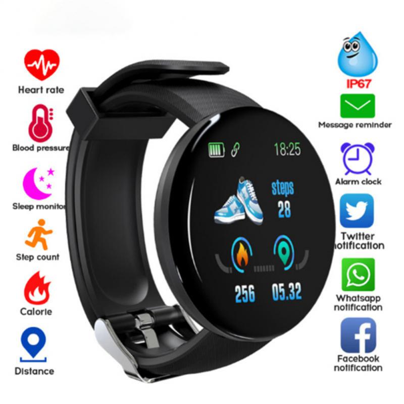 Premium D18 Smart Watch - Waterproof Fitness Tracker with Heart Rate, Blood Pressure, Oxygen Monitor, Call & Message Notifications, Compatible with Android & iOS