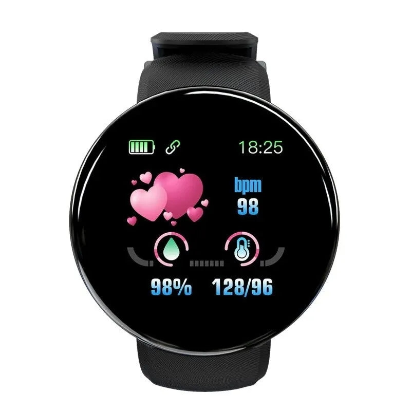 Premium D18 Smart Watch - Waterproof Fitness Tracker with Heart Rate, Blood Pressure, Oxygen Monitor, Call & Message Notifications, Compatible with Android & iOS