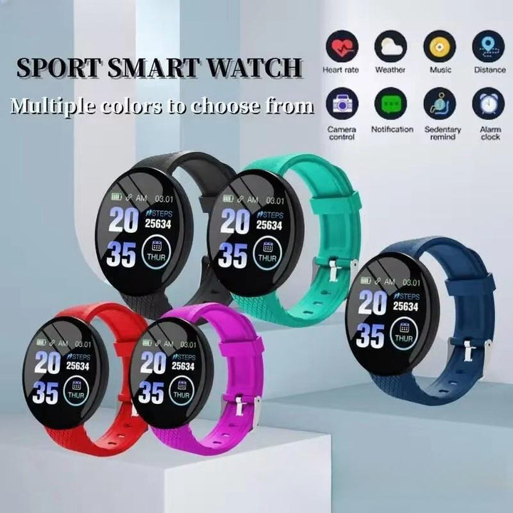 Premium D18 Smart Watch - Waterproof Fitness Tracker with Heart Rate, Blood Pressure, Oxygen Monitor, Call & Message Notifications, Compatible with Android & iOS