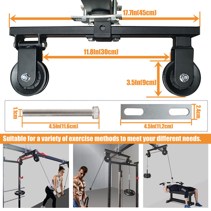 Premium DIY Fitness Double Pulley System – Home Gym Rope Pulldown Attachment for Biceps, Triceps, and Forearm Exercises, Adjustable Roller for Effective Muscle Training