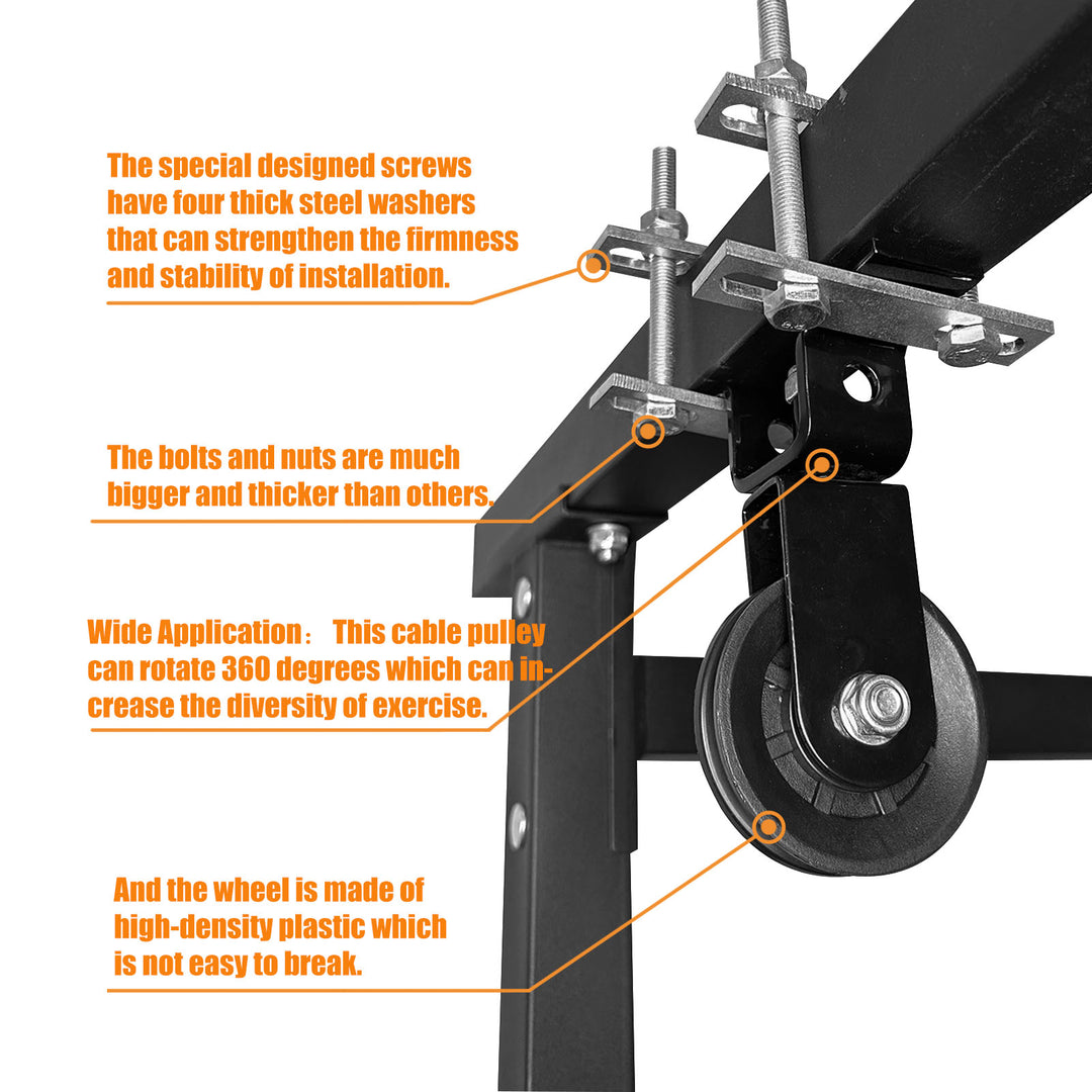 Premium DIY Fitness Double Pulley System – Home Gym Rope Pulldown Attachment for Biceps, Triceps, and Forearm Exercises, Adjustable Roller for Effective Muscle Training