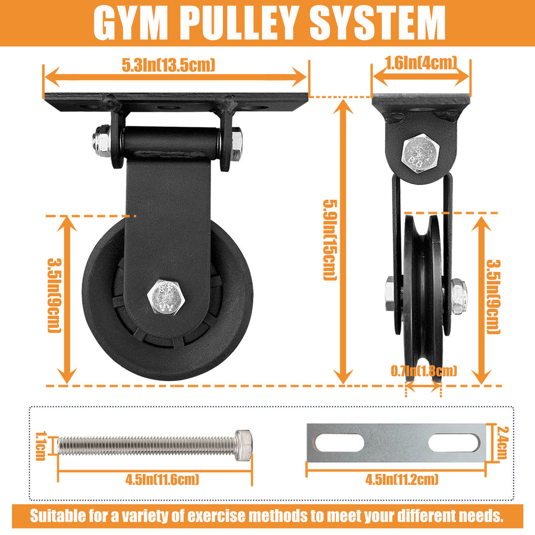 Premium DIY Fitness Double Pulley System – Home Gym Rope Pulldown Attachment for Biceps, Triceps, and Forearm Exercises, Adjustable Roller for Effective Muscle Training