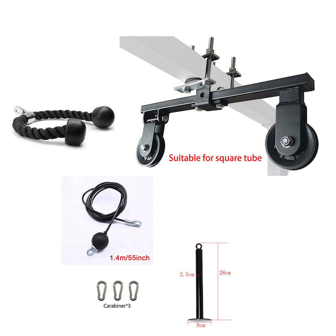 Premium DIY Fitness Double Pulley System – Home Gym Rope Pulldown Attachment for Biceps, Triceps, and Forearm Exercises, Adjustable Roller for Effective Muscle Training
