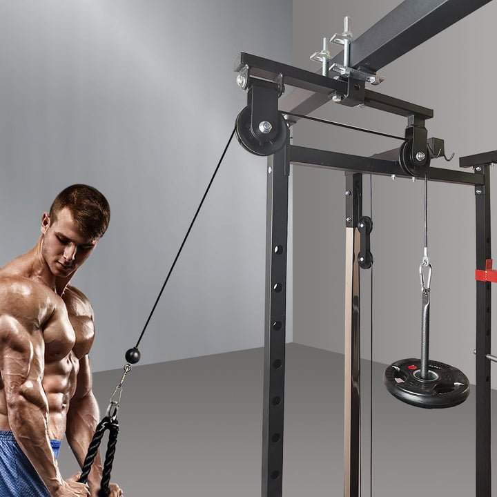 Premium DIY Fitness Double Pulley System – Home Gym Rope Pulldown Attachment for Biceps, Triceps, and Forearm Exercises, Adjustable Roller for Effective Muscle Training
