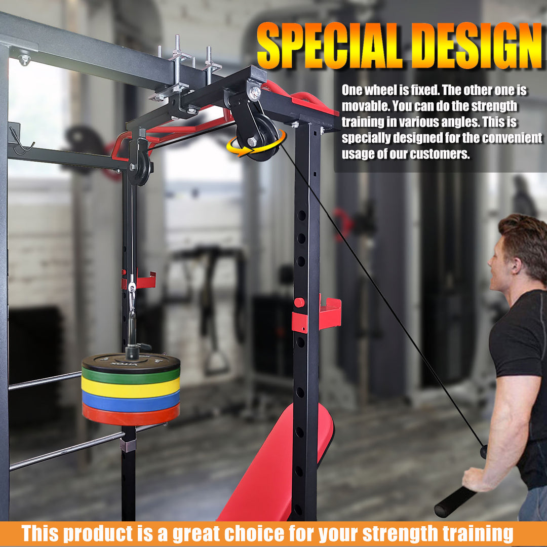 Premium DIY Fitness Double Pulley System – Home Gym Rope Pulldown Attachment for Biceps, Triceps, and Forearm Exercises, Adjustable Roller for Effective Muscle Training