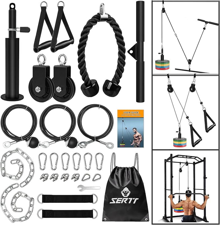 Premium DIY Fitness Pulley Cable Machine Set – Arm Biceps Triceps Strength Training Attachment for Home Gym Workout, Adjustable, High-Quality Equipment