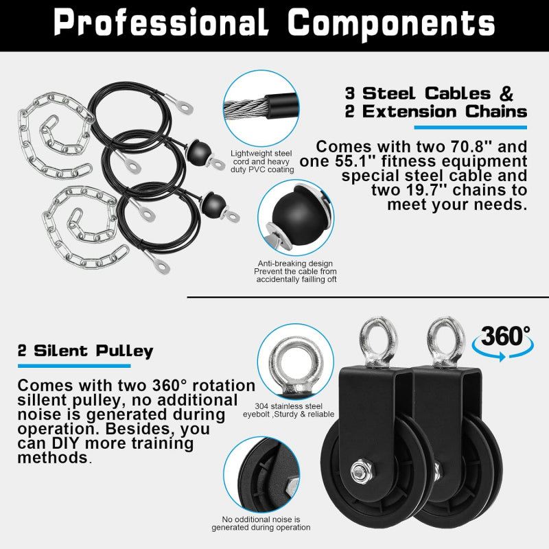 Premium DIY Fitness Pulley Cable Machine Set – Arm Biceps Triceps Strength Training Attachment for Home Gym Workout, Adjustable, High-Quality Equipment
