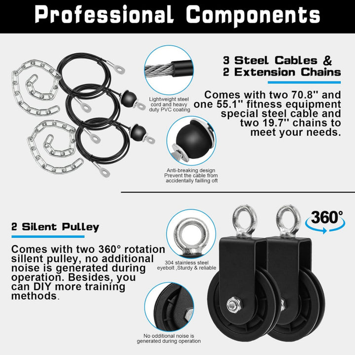 Premium DIY Fitness Pulley Cable Machine Set – Arm Biceps Triceps Strength Training Attachment for Home Gym Workout, Adjustable, High-Quality Equipment