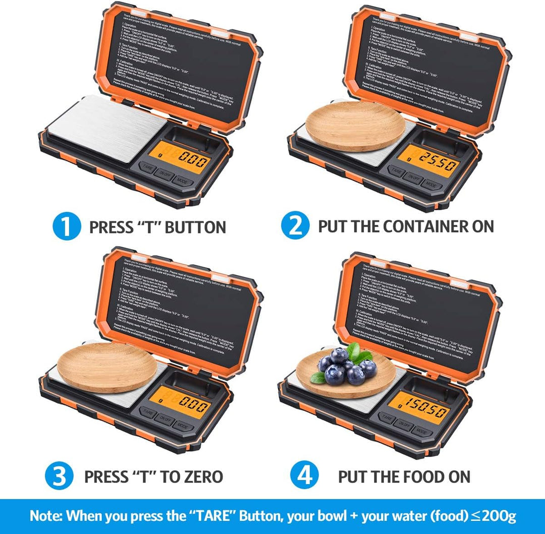 Premium Digital Pocket Scale – 200g Capacity, 0.01g Precision, Multi-Unit Conversion, Calibration Weight Included for Food, Jewelry, and More