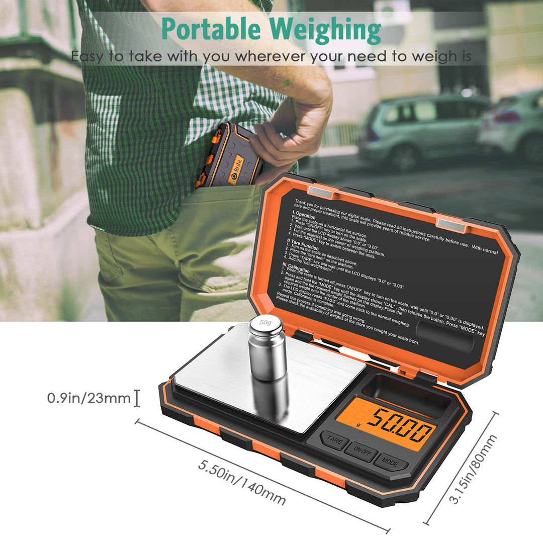 Premium Digital Pocket Scale – 200g Capacity, 0.01g Precision, Multi-Unit Conversion, Calibration Weight Included for Food, Jewelry, and More