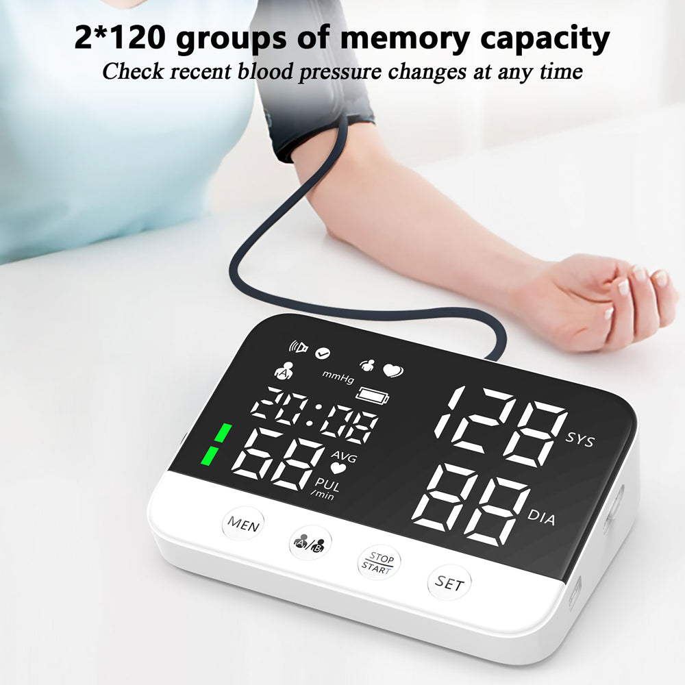 Premium Digital Upper Arm Blood Pressure Monitor – Accurate Sphygmomanometer, Full Automatic Pressurization & Decompression, LED Display, Medical BP Monitoring, 120 Set Memory, Lithium Battery Powered