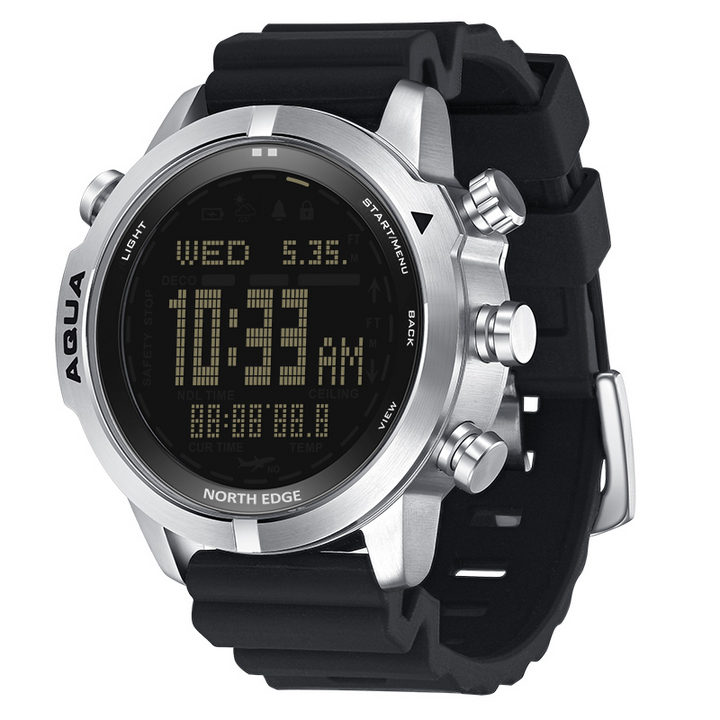 Premium Dive Smart Watch for Men – 50M Waterproof, Altimeter, Barometer, Compass, Diving Log, Free Diving Mode, Step Counter, Stopwatch, Air Pressure, CR2450 Battery