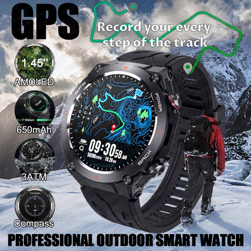 Premium Dive Smart Watch for Men – 50M Waterproof, Altimeter, Barometer, Compass, Diving Log, Free Diving Mode, Step Counter, Stopwatch, Air Pressure, CR2450 Battery