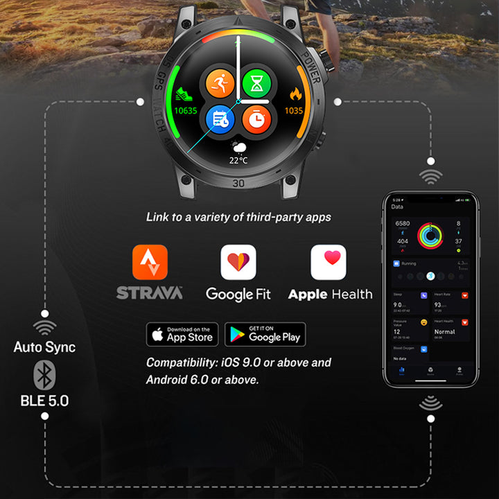 Premium Dive Smart Watch for Men – 50M Waterproof, Altimeter, Barometer, Compass, Diving Log, Free Diving Mode, Step Counter, Stopwatch, Air Pressure, CR2450 Battery