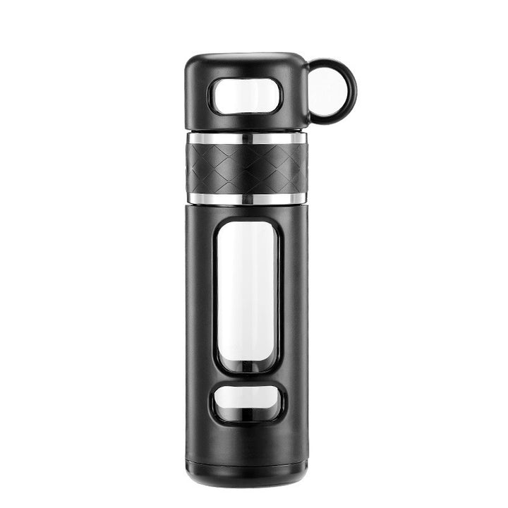 Premium Double-Layer Insulated Tea Cup with Water Separation – 520ML Portable Filtering Cup for Hot & Cold Beverages – Food-Grade Glass & Silicone – Available in Black, Blue, Coffee, Pink