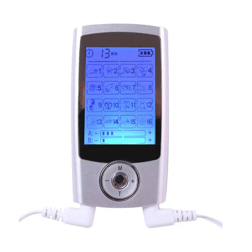 Premium Dual-Channel Electric Pulse Massager – Rechargeable EMS/TENS Stimulation Device with 16 Modes, LCD Display, Portable Design