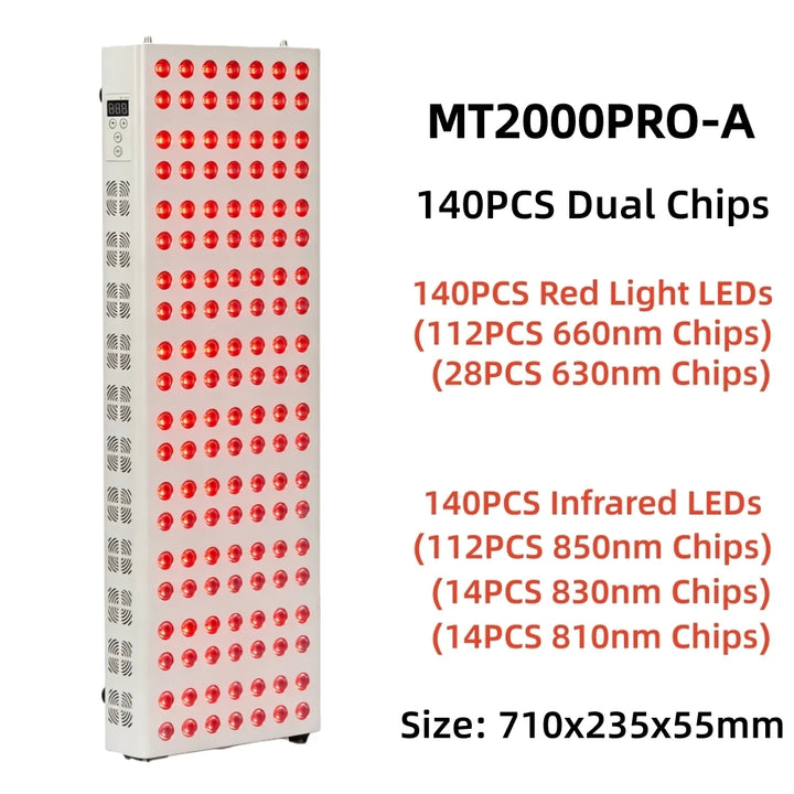 Premium Dual Chip Red Light Therapy Panel – 630nm 660nm 850nm LED Infrared Lamp with Timer and Dimmable Control
