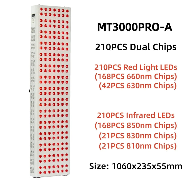 Premium Dual Chip Red Light Therapy Panel – 630nm 660nm 850nm LED Infrared Lamp with Timer and Dimmable Control