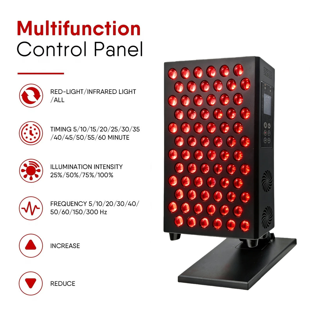 Premium Dual Chip Red Light Therapy Panel – 630nm 660nm 850nm LED Infrared Lamp with Timer and Dimmable Control