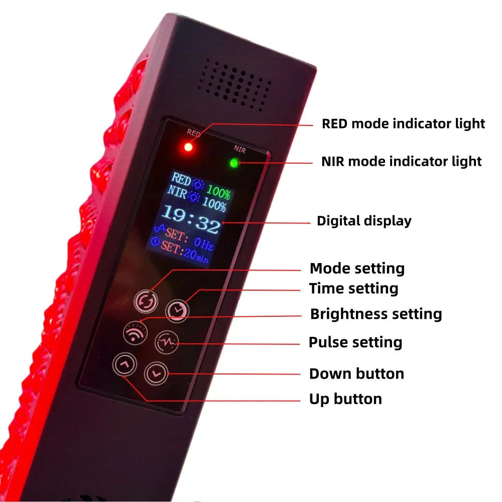 Premium Dual Chip Red Light Therapy Panel – 630nm 660nm 850nm LED Infrared Lamp with Timer and Dimmable Control