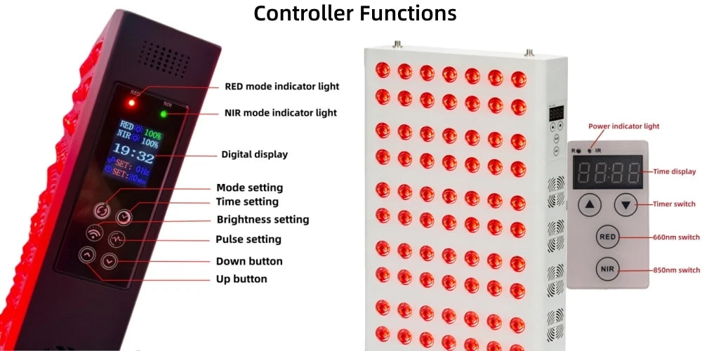 Premium Dual Chip Red Light Therapy Panel – 630nm 660nm 850nm LED Infrared Lamp with Timer and Dimmable Control